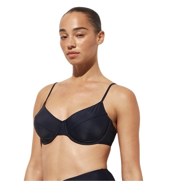 J Crew 1993 Underwire Bikini Top Navy Blue Womens Size 34B - Picture 1 of 10